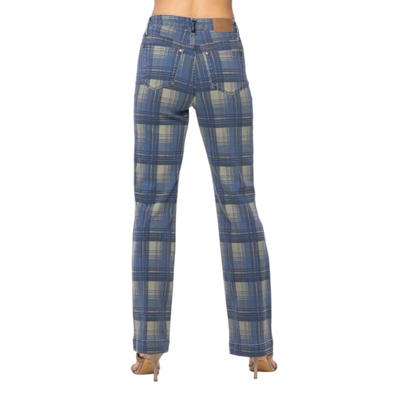 Judy Blue Vintage Plaid Straight Leg Jeans - Picture 4 of 12